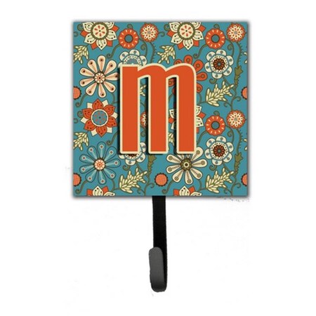 Jensendistributionservices Letter M Flowers Retro Blue Leash & Key Holder MI1658920